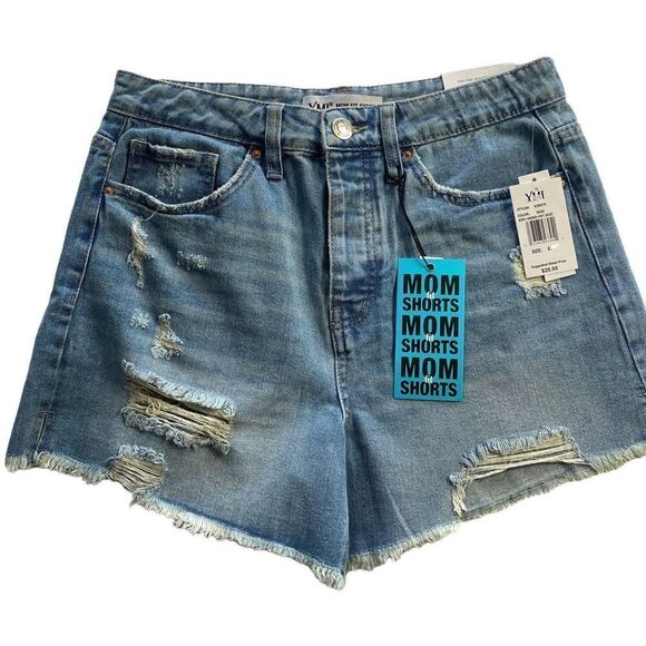 YMI Juniors  SIZE 9/29 Distressed High Waisted Mom Shorts - Picture 1 of 11